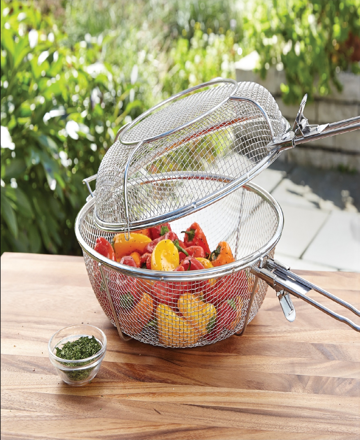 Outset Stainless Steel 3 In 1 Chef Basket In Silver