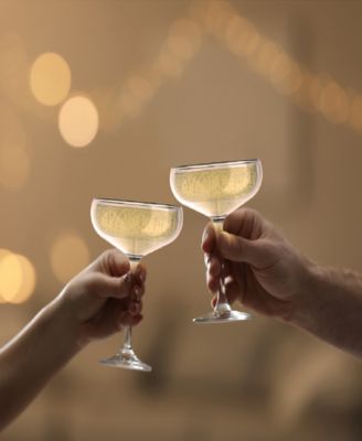 Hand-Blown Double Wall Coupe Champagne Glasses, Set of 2