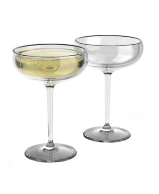 Hand-Blown Double Wall Coupe Champagne Glasses, Set of 2