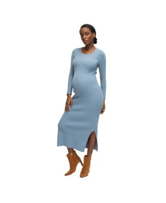 Maternity Long Sleeve Midi Sweater Dress