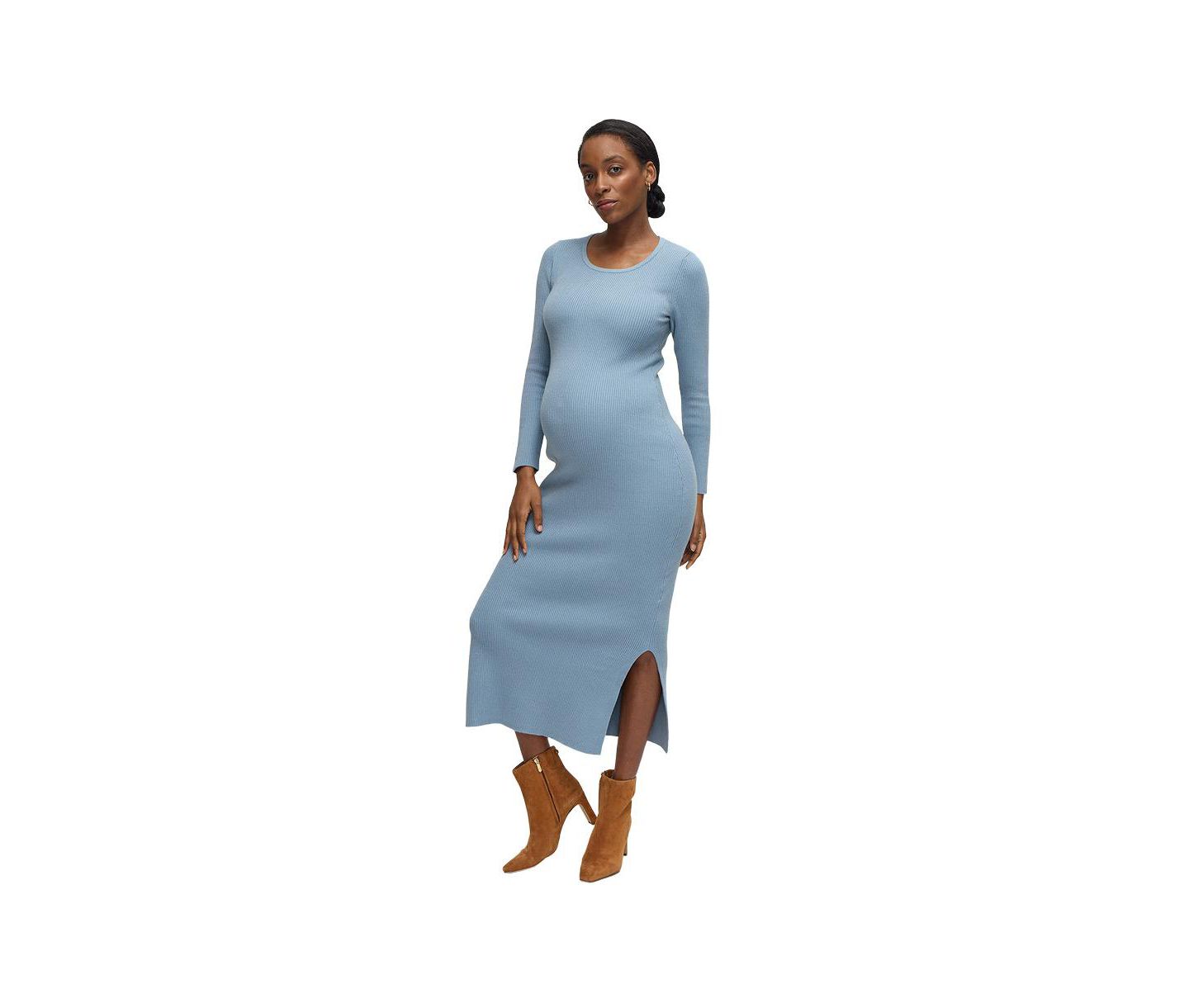 Женское платье Ingrid + Isabel Maternity Long Sleeve Midi Sweater Dress, цвет: Синий серый — фото 2
