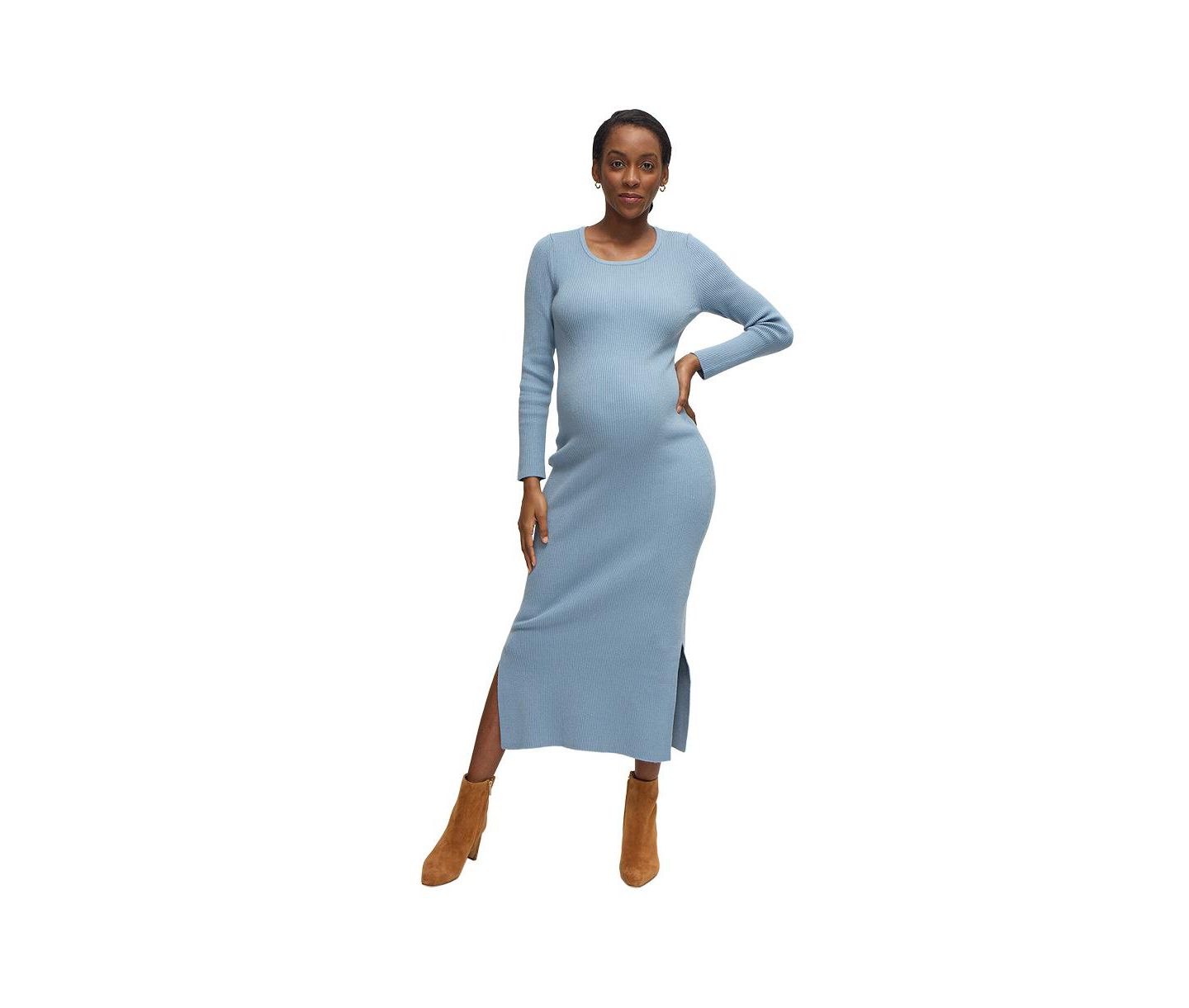 Женское платье Ingrid + Isabel Maternity Long Sleeve Midi Sweater Dress, цвет: Синий серый — фото 1