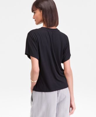 Women's Short Sleeve Keyhole Neckline T-Shirt, Macy's Exclusive