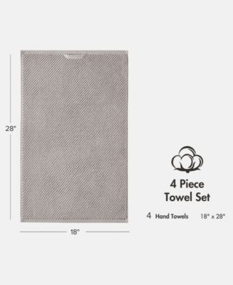 Diagonal Ribbed Cotton 4-Pc. Hand Towel Set