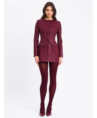 Women Baila Burgundy Faux Leather Blazer Mini Dress