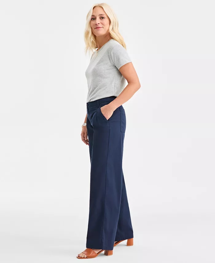 Women's Cotton-Blend Pleated-Front Pants - thumbnail 2