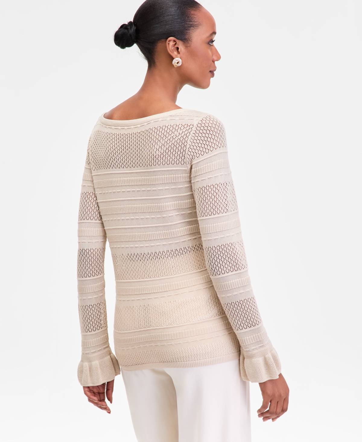 I.n.c. International Concepts Women's Ruffled Pointelle Sweater, Macy's Exclusive