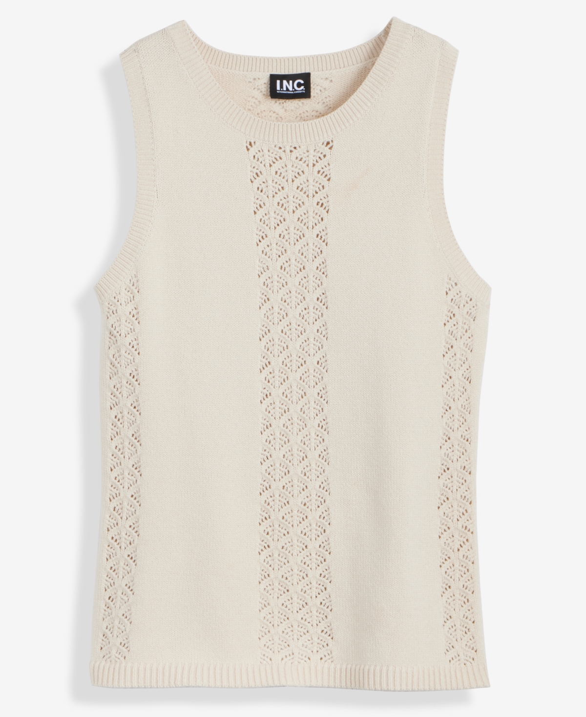 Inc International Concepts Women's Crochet-panel Sweater Vest, Macy's Exclusive In Neutral