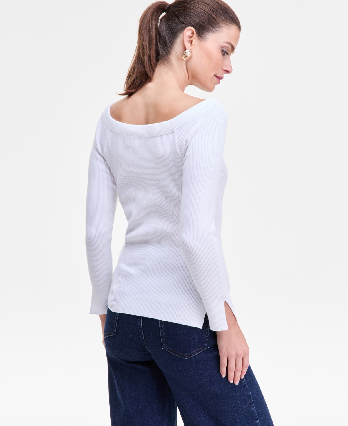 Inc International Concepts Women's Wide-neck Sweater, Macy's Exclusive In White