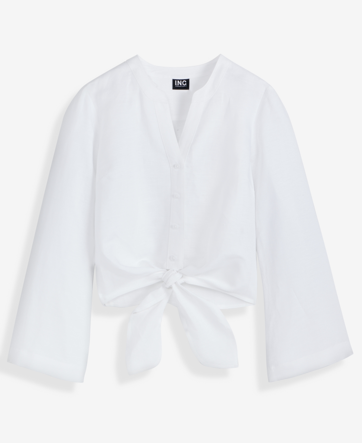 I.n.c. International Concepts Women's Tie-Front Button-Up Blouse, Macy's Exclusive
