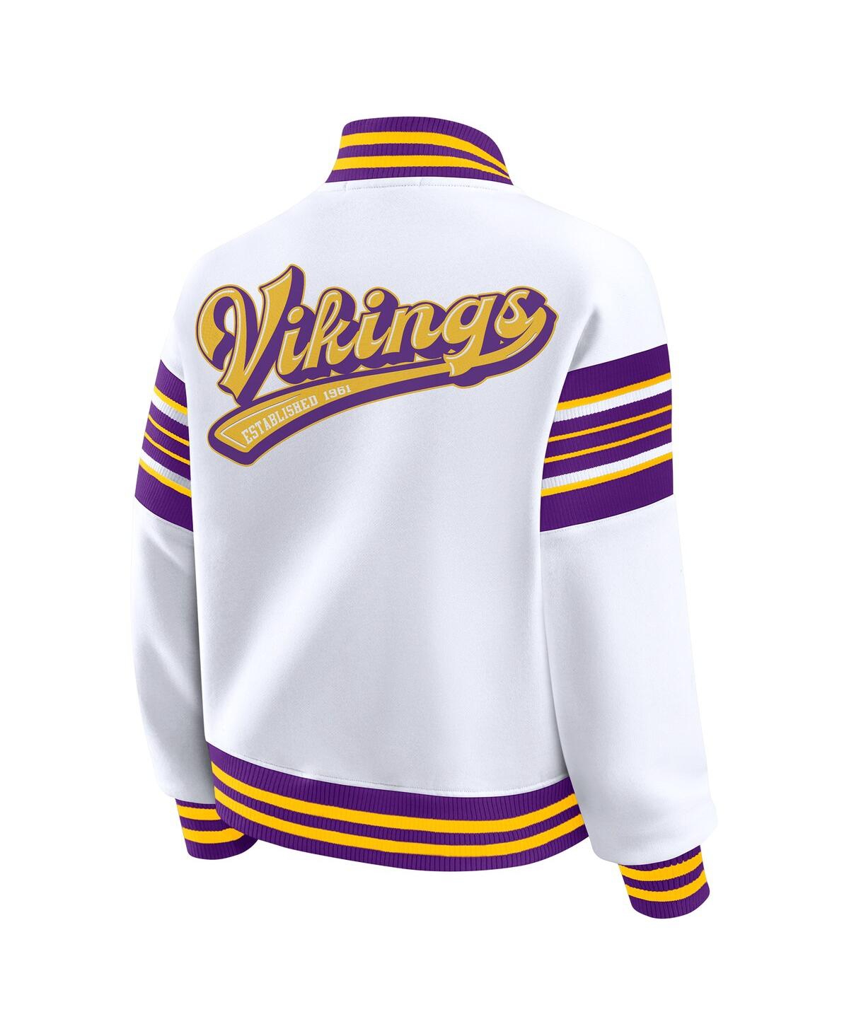 Wear By Erin Andrews Women's White Minnesota Vikings Full-snap Fleece Sweatshirt Jacket In White