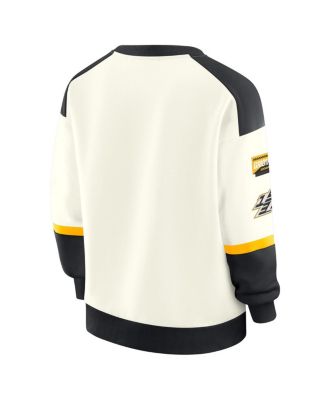 Women's Cream Pittsburgh Steelers Racing Crew V-Neck Sweatshirt