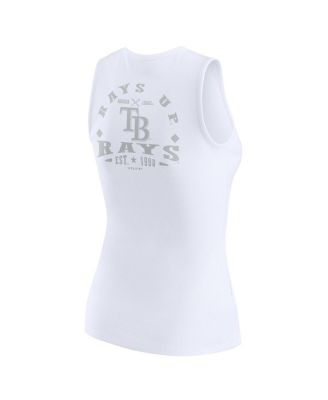 Women's White Tampa Bay Rays Rib-Knit Henley Tank Top