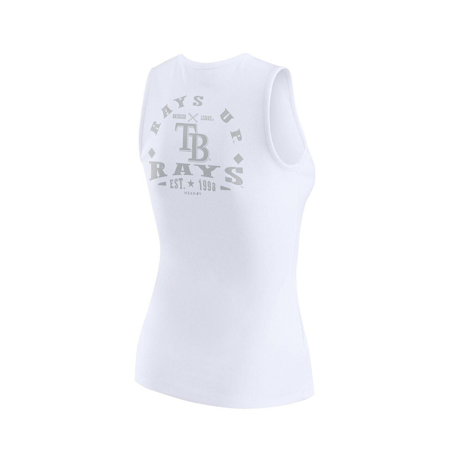 Женский топ WEAR by Erin Andrews White Tampa Bay Rays Rib-Knit Henley — фото 3