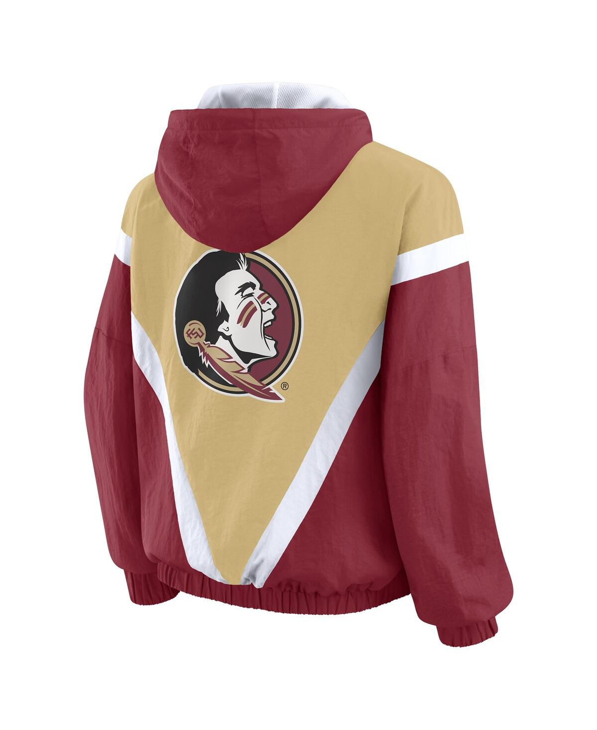 Wear By Erin Andrews Women's Gold/garnet Florida State Seminoles Color Block Full-zip Hoodie Windbreaker Jacket In Multi