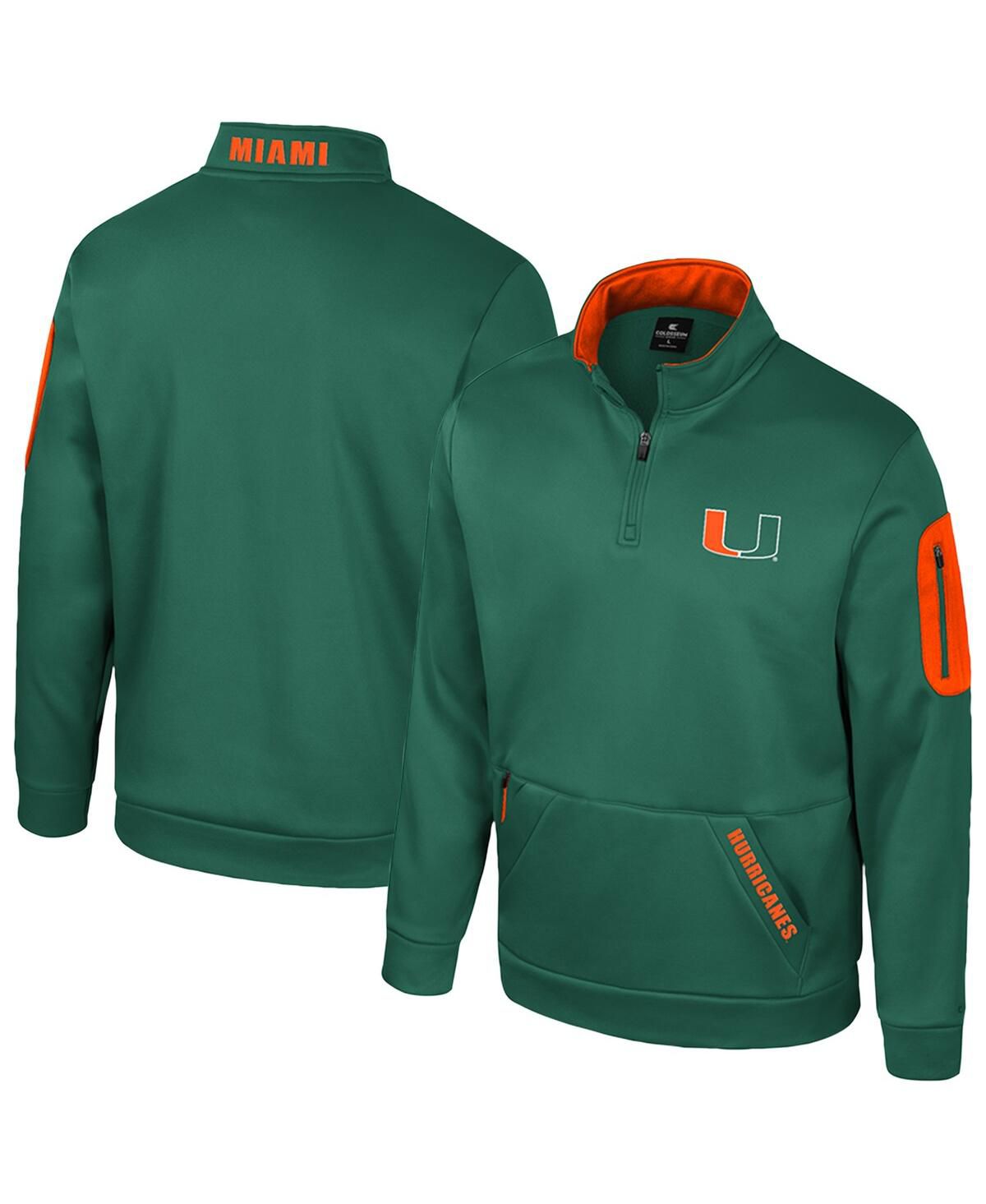 Мужская зеленая флисовая куртка Miami Hurricanes Mainframe с застежкой на четверть молнии