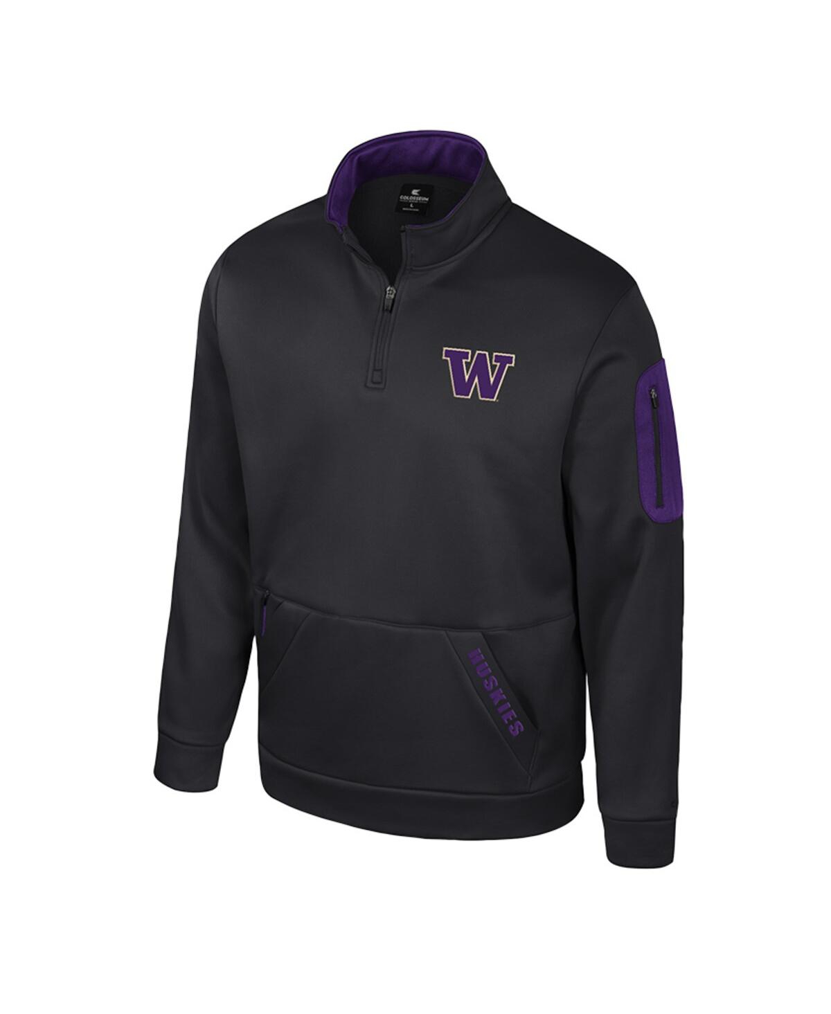 Colosseum Men's Black Washington Huskies Mainframe Quarter-Zip Fleece Jacket