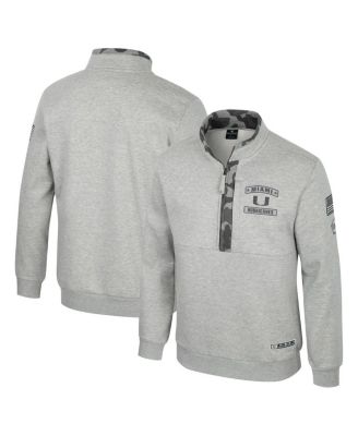 Colosseum - Men's Heather Gray Miami Hurricanes OORAH OHT Military Appreciation Fleece Quarter-Zip Jacket