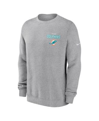 Men's Heather Gray Miami Dolphins Primetime Club Fleece Pullover Sweatshirt