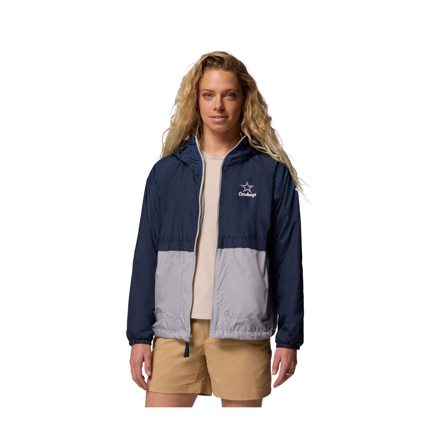 Женские худи Columbia Navy/Gray Dallas Cowboys Spire Windbreaker Jacket — фото 3