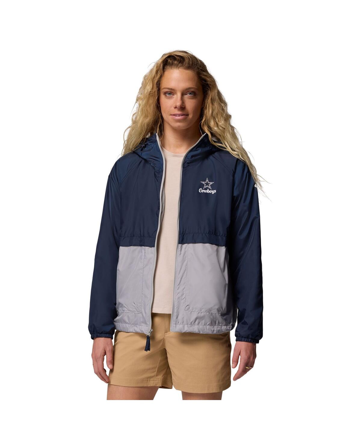 Columbia Women's Navy/gray Dallas Cowboys Spire Hoodie Windbreaker Jacket In Blue