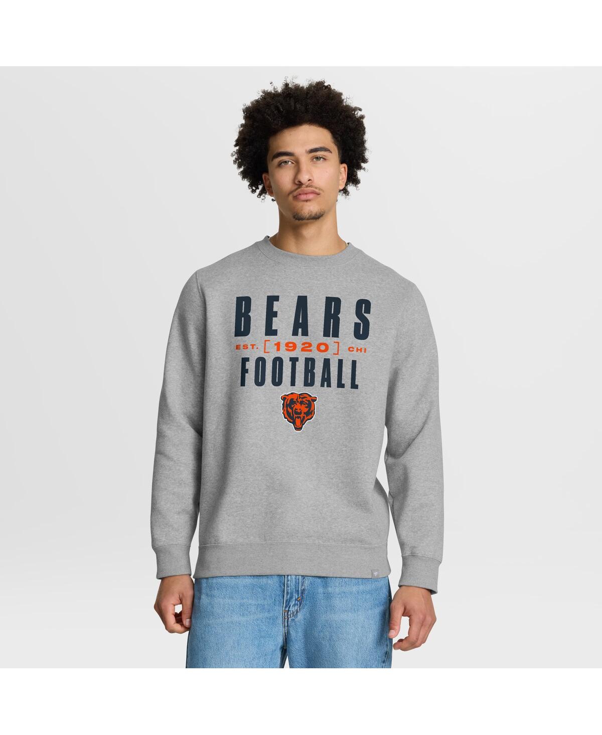 Fanatics Men's Heather Gray Chicago Bears Powerful Throw Legacy Pullover Sweatshirt