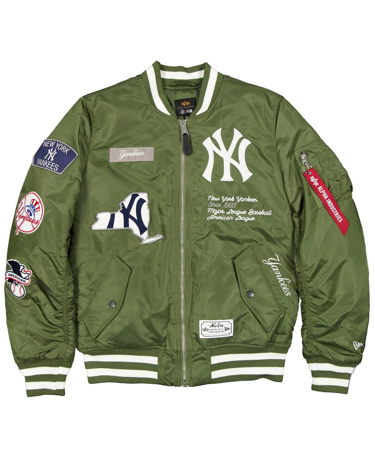 New Era Men's X Alpha Industries New York Yankees Mlb Reversible Bomber Jacket In Green