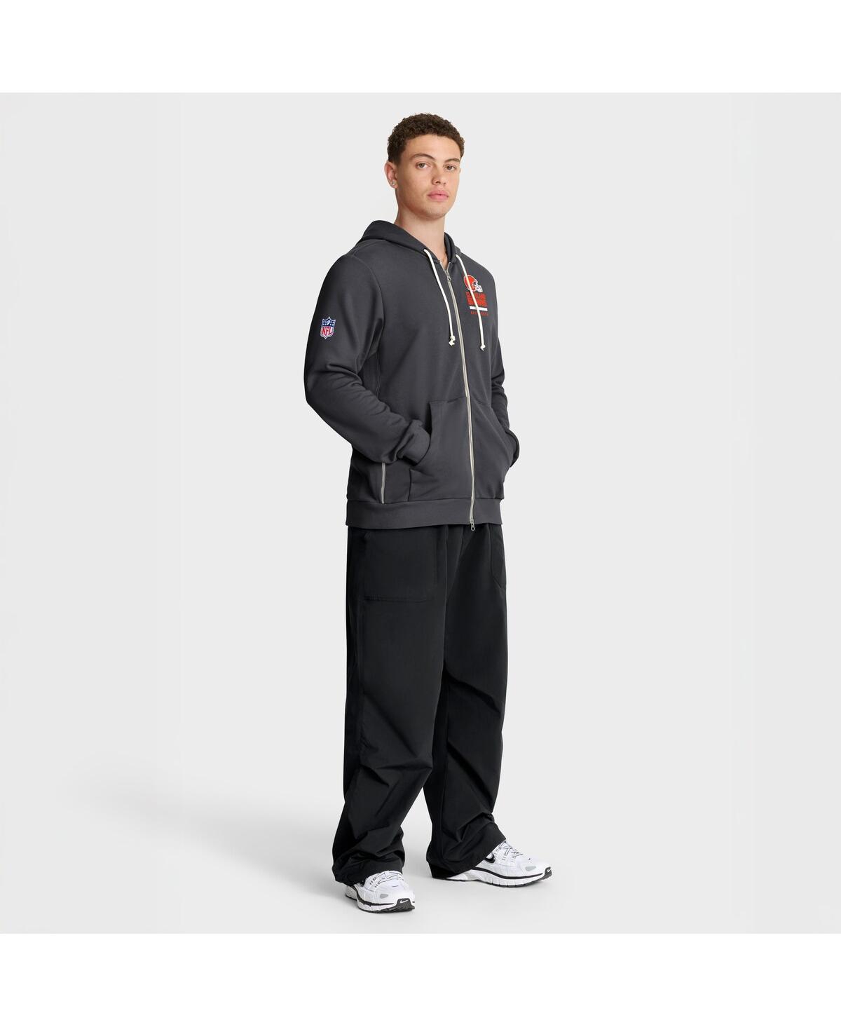 Nike Men's Anthracite Cleveland Browns Sideline Standard Issue Utility Player Dri-fit Full-Zip Hoodie