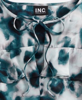 Women's Printed Ruffle-Trim Split-Neck Blouse, Macy's Exclusive