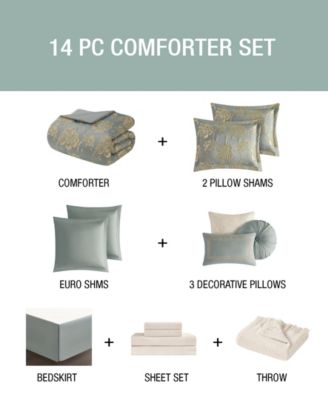 Avignon Floral Jacquard 14-Pc. Comforter Set, Queen