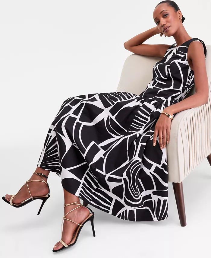 Women's Sleeveless Printed Midi Dress - thumbnail 2