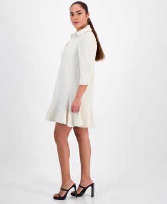 Petite Textured Button-Front Dress