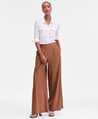 Women's High-Rise Pleated Pull-On Wide-Leg Pants, Macy's Exclusive