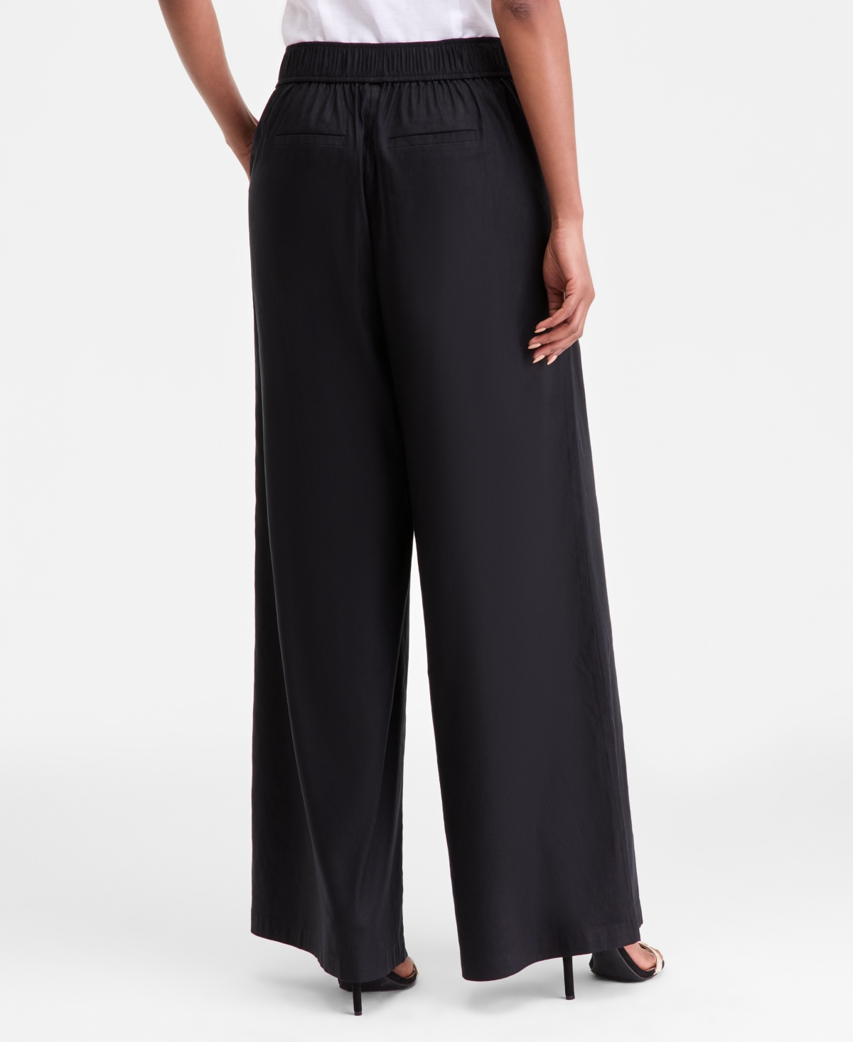 Inc International Concepts Women's High-rise Pleated Pull-on Wide-leg Pants, Macy's Exclusive In Black