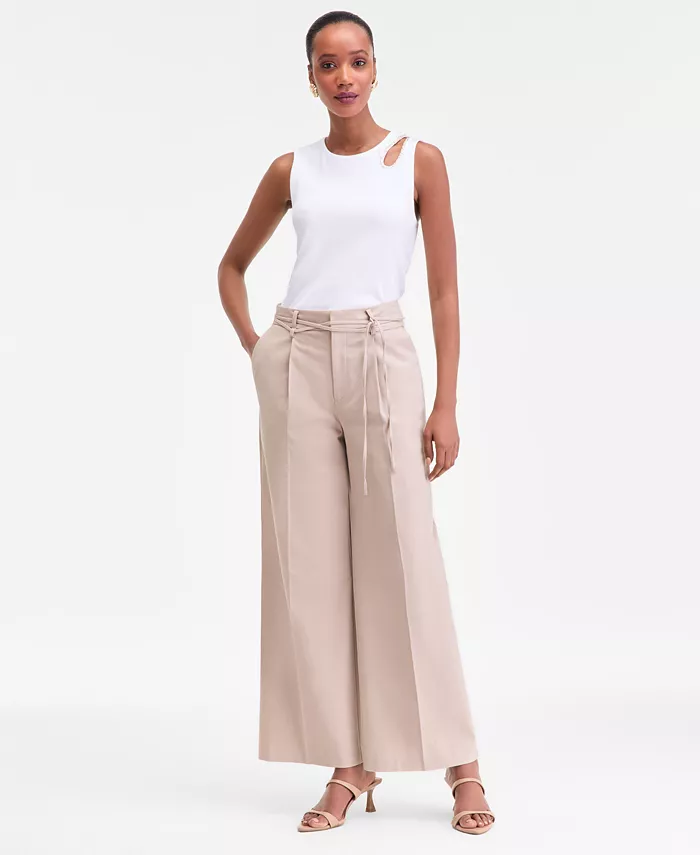 Women's Cotton Blend High-Rise Wide-Leg Pants - thumbnail 4