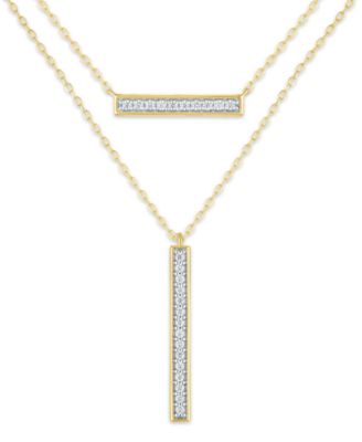 Macy's - 2-Pc. Diamond Necklace Set (1/4 ct. t.w.) in 14K Yellow Gold Over Sterling Silver