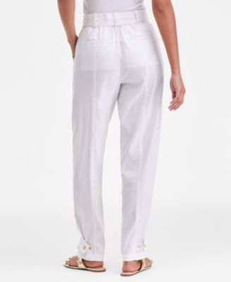 Women's High-Rise Belted Tapered Pants, Macy's Exclusive