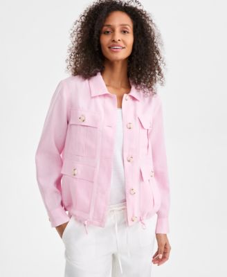 Women's 100% Linen Woven Utility Jacket, Macy's Exclusive