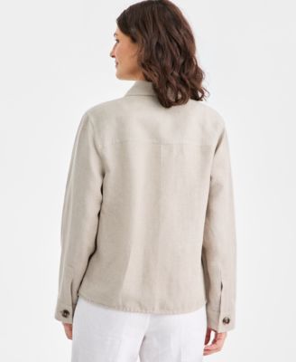 Women's 100% Linen Woven Utility Jacket, Macy's Exclusive