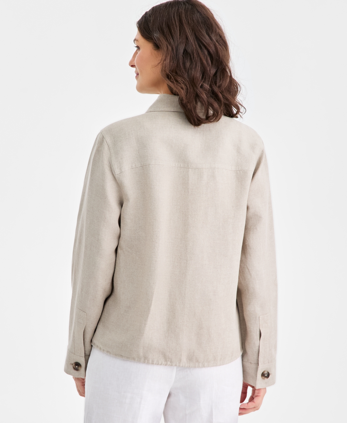 Charter Club Women's 100% Linen Woven Utility Jacket, Macy's Exclusive In Brown