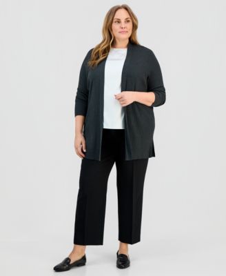 Plus Size Sutton Open-Front Ribbed Knit Cardigan