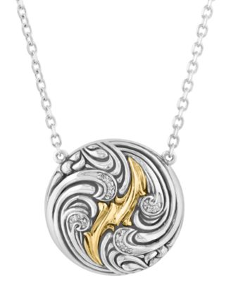 Diamond Accent Necklace in Sterling Silver and 14K Yellow Gold