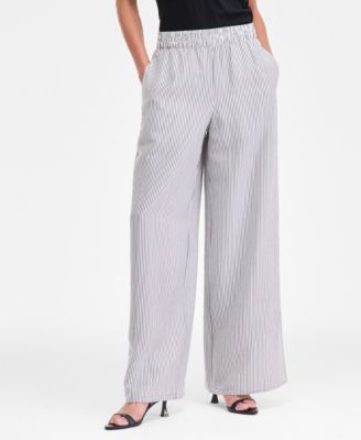 Women's Striped Pull-On Wide-Leg Pants, Macy's Exclusive