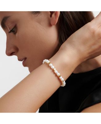 18K Gold Plated Freshwater Pearl with Star and Pearl Twinkie - Twinkie Bracelet 9" For Women and Girls
