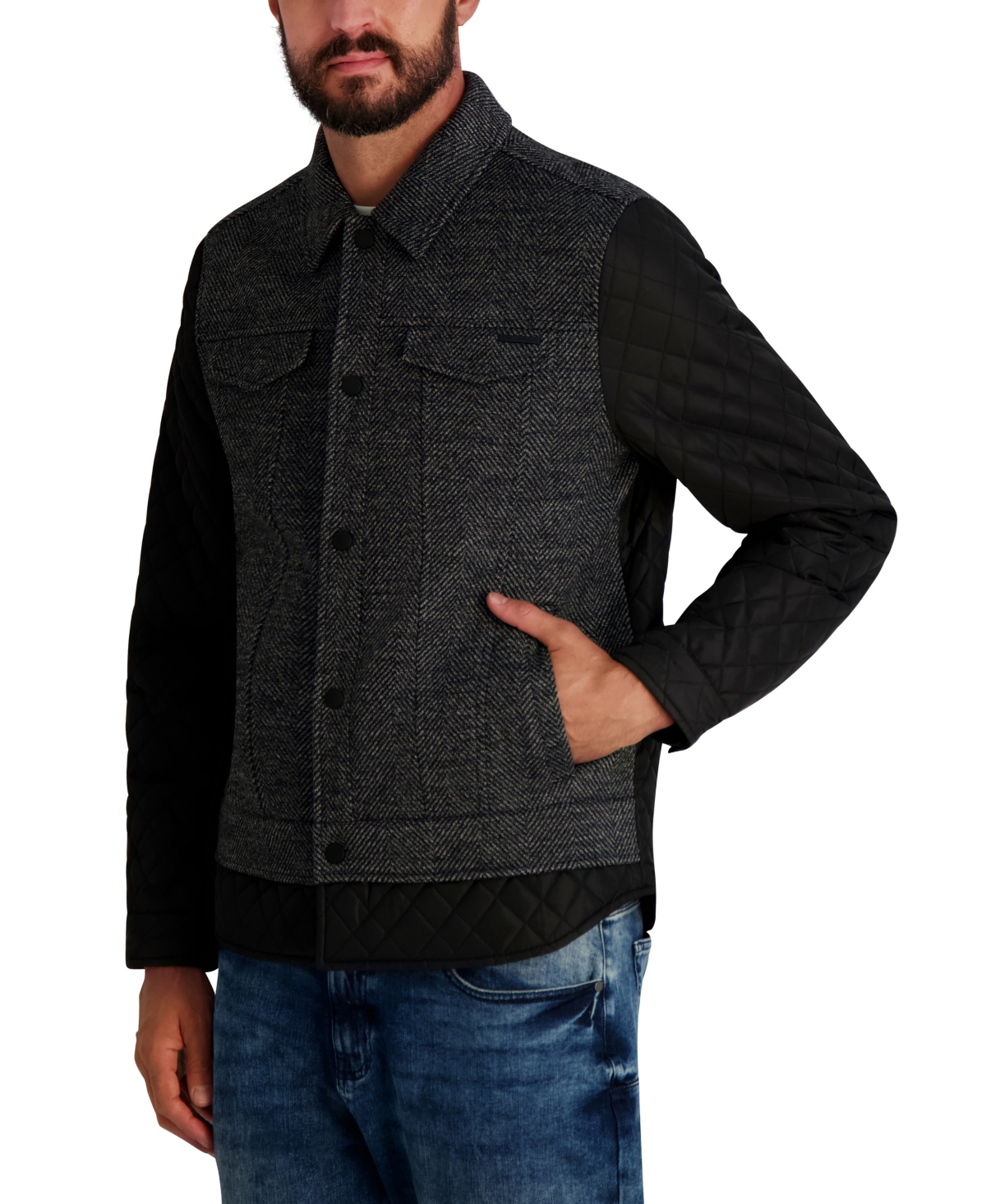 Karl Lagerfeld Paris Men's Quilted Trucker Jacket