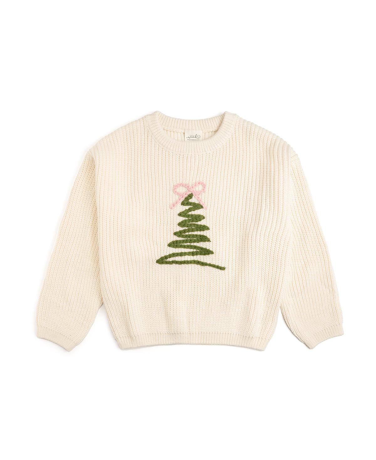 Sweet Wink Toddler Girls Coquette Christmas Tree Knit Sweater