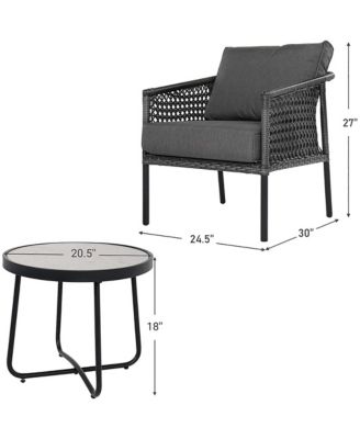 3 Pieces All-Steel Wicker Chat Set
