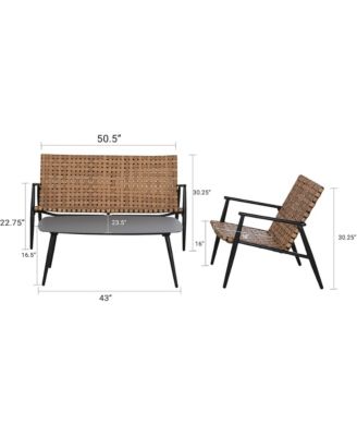 All-Aluminum Detachable Wicker Frog Chair Set - 4 Pieces