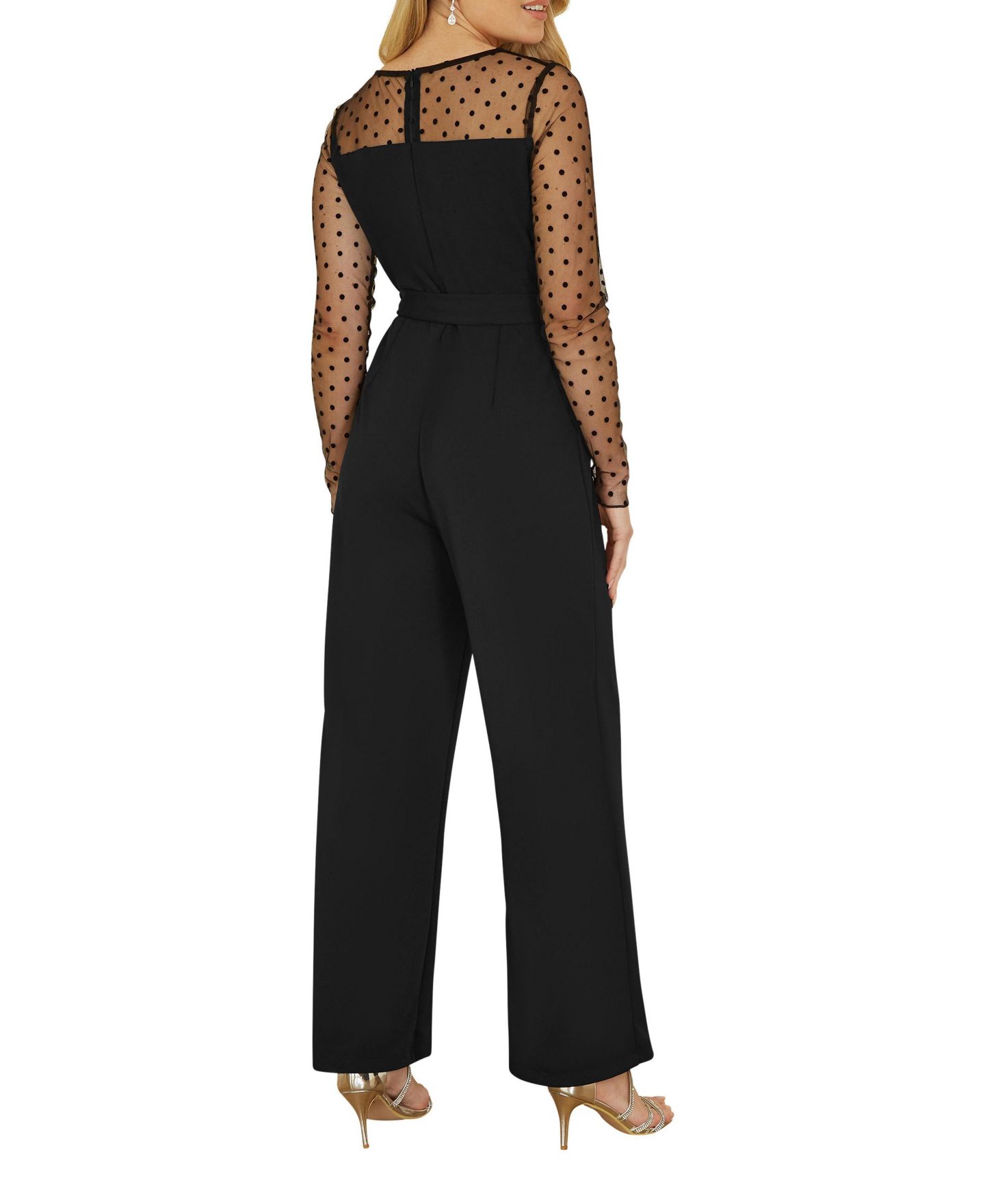 Женский комбинезон Yumi Black Spot Mesh Stretch Jumpsuit, цвет: Чёрный — фото 4