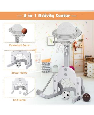 3-in-1 Adjustable Kids Basketball Hoop Set with Balls for Indoor Outdoor Play